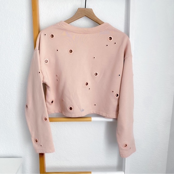 ALO Yoga Pink Cropped Sweatshirt with Polka Dots - Picture 4 of 11